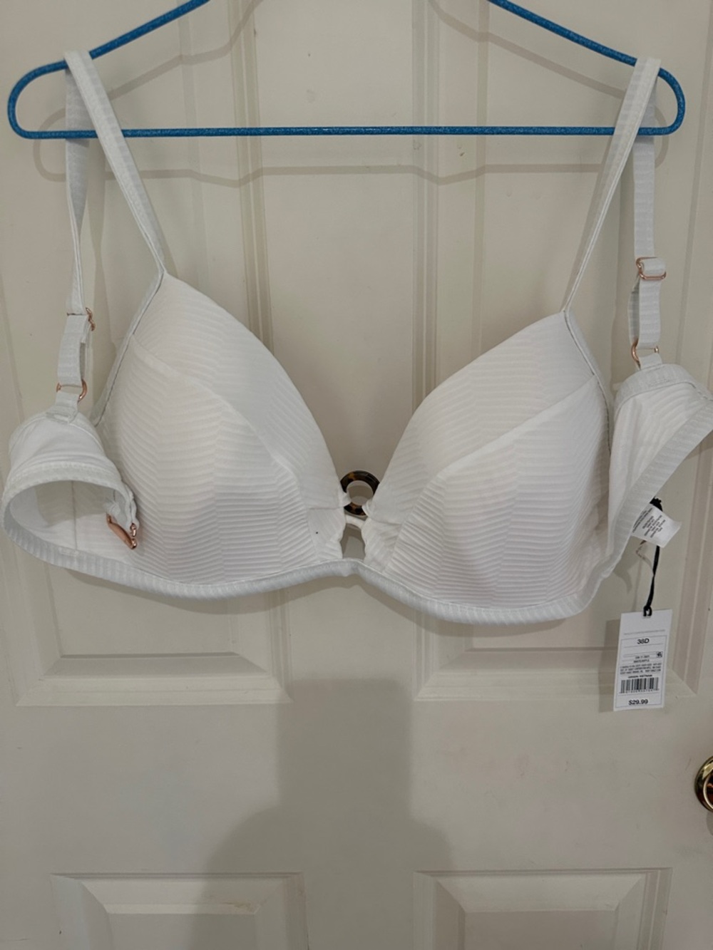 NWT White Padded Underwire bikini top with Textured Detail by shade and shore
